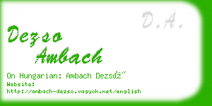 dezso ambach business card